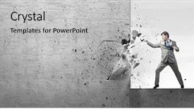  Presentation with karate - Slide deck with end life - businessman breaking stone wall background and a light gray colored foreground