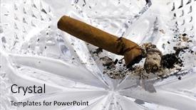  Presentation with granulated coal ash - Slide set having end life care - cigar butt in ash tray background and a light gray colored foreground