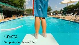  Presentation with pool diving board - Theme enhanced with end of a diving board background and a cyan colored foreground