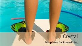  Presentation with pool diving board - Slide deck consisting of end of a diving board background and a coral colored foreground
