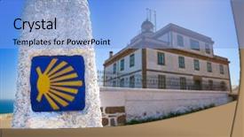  Presentation with two way street sign - Presentation featuring end of saint james way background and a light blue colored foreground