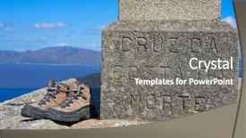  Presentation with end - Presentation design featuring end of saint james way background and a gray colored foreground