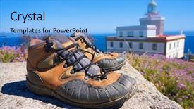  Presentation with end - Slides having end of saint james way background and a light blue colored foreground