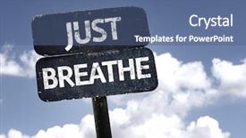  Presentation with peace - Audience pleasing presentation consisting of end peace - just breathe sign with clouds backdrop and a ocean colored foreground