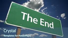  Presentation with blue sky - Colorful presentation theme enhanced with end road sign with dramatic backdrop and a ocean colored foreground