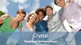  Presentation with summer school - Audience pleasing presentation theme consisting of end school year - group of happy students backdrop and a teal colored foreground