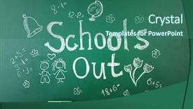  Presentation with end school year - Slide deck enhanced with end school year - inscription on blackboard background background and a ocean colored foreground