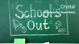  Presentation with end year - Presentation theme consisting of end school year - inscription on blackboard background background and a ocean colored foreground