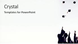  Presentation with students - PPT theme having end school year - low angle view of grad background and a cool aqua colored foreground