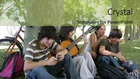  Presentation with end school year - Amazing slide deck having end school year - teenagers playing the guitar backdrop and a yellow colored foreground