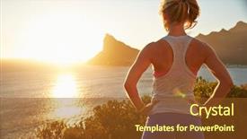  Presentation with end - Audience pleasing presentation design consisting of end summer - young woman after jogging backdrop and a tawny brown colored foreground