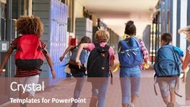  Presentation with end kids - Beautiful slide deck featuring end times - school kids running in elementary backdrop and a coral colored foreground