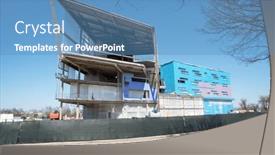  Presentation with end - Presentation theme enhanced with end-view-of-new-building background and a teal colored foreground