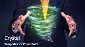  Presentation with tornado - Audience pleasing PPT theme consisting of end world power - bright green tornado backdrop and a wine colored foreground