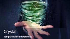  Presentation with tornado - Presentation theme having end world power - bright green tornado background and a navy blue colored foreground