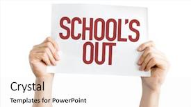  Presentation with schools out - Colorful slide deck enhanced with end year 2016 - schools out placard isolated backdrop and a white colored foreground