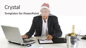  Presentation with christmas kids clipart - Cool new PPT theme with end year results - christmas ceo at the office backdrop and a white colored foreground