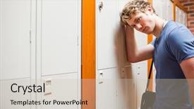  Presentation with lonely - Cool new presentation theme with end year results - lonely student leaning backdrop and a soft green colored foreground