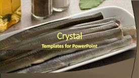  Presentation with ready - Slide set enhanced with endangered fish - fresh cleaned raw eels background and a tawny brown colored foreground