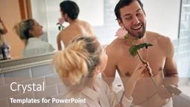  Presentation with teeth - Colorful theme enhanced with endearing-couple-brushing-teeth-together backdrop and a coral colored foreground