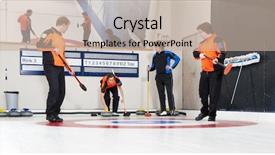  Presentation with curling - Audience pleasing presentation consisting of ending slide - curling players delivering stones backdrop and a mint green colored foreground