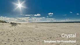  Presentation with footprints sand - Presentation enhanced with endless empty sandy beach background and a gray colored foreground