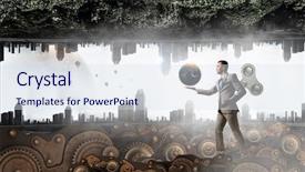  Presentation with power media - Beautiful presentation featuring endless energy and hardwork concept backdrop and a sky blue colored foreground