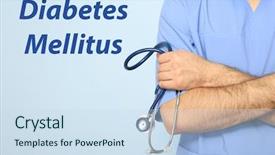  Presentation with diabetes mellitus - Presentation design enhanced with endocrine - health care concept doctor background and a sky blue colored foreground