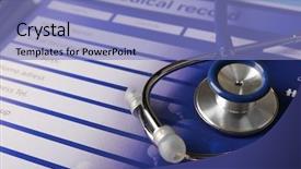  Presentation with medical clipboard - PPT theme consisting of endocrine - medical stethoscope and clipboard background and a light blue colored foreground