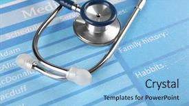  Presentation with medical clipboard - Colorful PPT theme enhanced with endocrine - medical stethoscope and clipboard backdrop and a light blue colored foreground