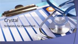  Presentation with medical clipboard - Presentation design with endocrine - medical stethoscope and clipboard background and a light blue colored foreground