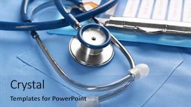  Presentation with medical clipboard - Audience pleasing presentation theme consisting of endocrine - medical stethoscope and clipboard backdrop and a teal colored foreground
