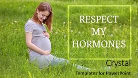  Presentation with pregnant woman - Presentation theme having endocrine - pregnant young woman sitting background and a gold colored foreground
