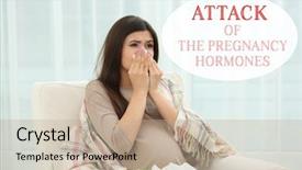  Presentation with hormones - Slides having endocrine - pregnant young woman sitting background and a coral colored foreground