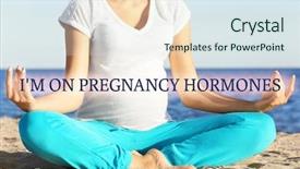  Presentation with hormones - Theme having endocrine - pregnant young woman sitting background and a sky blue colored foreground