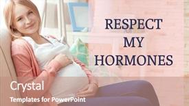  Presentation with pregnant woman - PPT theme consisting of endocrine - pregnant young woman sitting background and a coral colored foreground