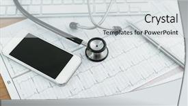  Presentation with endocrine - Theme featuring endocrine - stethoscope on cardiogram concept background and a light gray colored foreground