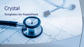  Presentation with endocrine - Theme with endocrine - stethoscope on cardiogram concept background and a sky blue colored foreground