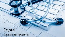  Presentation with heart - Slide deck featuring endocrine - stethoscope on cardiogram concept background and a light blue colored foreground