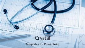  Presentation with endocrine - Presentation design with endocrine - stethoscope on cardiogram concept background and a light blue colored foreground