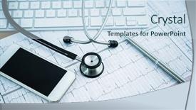  Presentation with endocrine - Cool new presentation theme with endocrine - stethoscope on cardiogram concept backdrop and a sky blue colored foreground