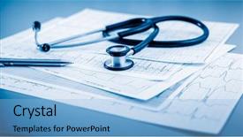  Presentation with endocrine - PPT theme with endocrine - stethoscope on cardiogram concept background and a light blue colored foreground
