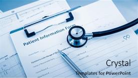  Presentation with endocrine - Presentation theme featuring endocrine - stethoscope on patient form background and a light blue colored foreground