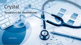  Presentation with endocrine - PPT theme having endocrine - stethoscope with financial background and a light blue colored foreground