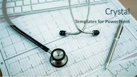  Presentation with heart - Colorful presentation design enhanced with endocryne system - stethoscope on cardiogram concept backdrop and a  colored foreground