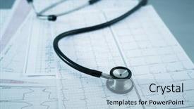  Presentation with heart - Audience pleasing presentation design consisting of endocryne system - stethoscope on cardiogram concept backdrop and a light blue colored foreground