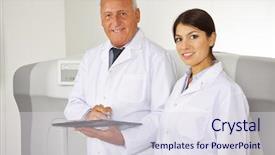  Presentation with radiology - PPT theme having hyperthyroidism - doctor and female physician background and a sky blue colored foreground