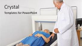  Presentation with radiology - Presentation theme enhanced with hyperthyroidism - doctor performing osteodensitometry in radiology background and a white colored foreground