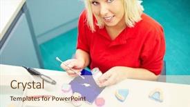  Presentation with dentures - Slide deck with endodontics - dental technician preparing ceramic powder background and a cream colored foreground