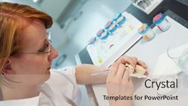  Presentation with ceramic - Presentation having endodontics - dental technician working on ceramic background and a soft green colored foreground